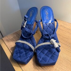 Elegant Blue Quilted Women's Sandals